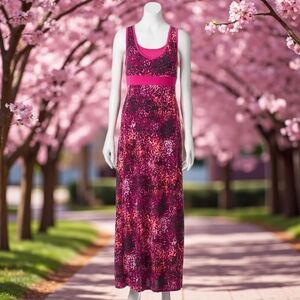 TEK GEAR‎ WOMEN'S DRY TEK RACERBACK MAXI DRESS SIZE: XS VGC PINK AND BLK.